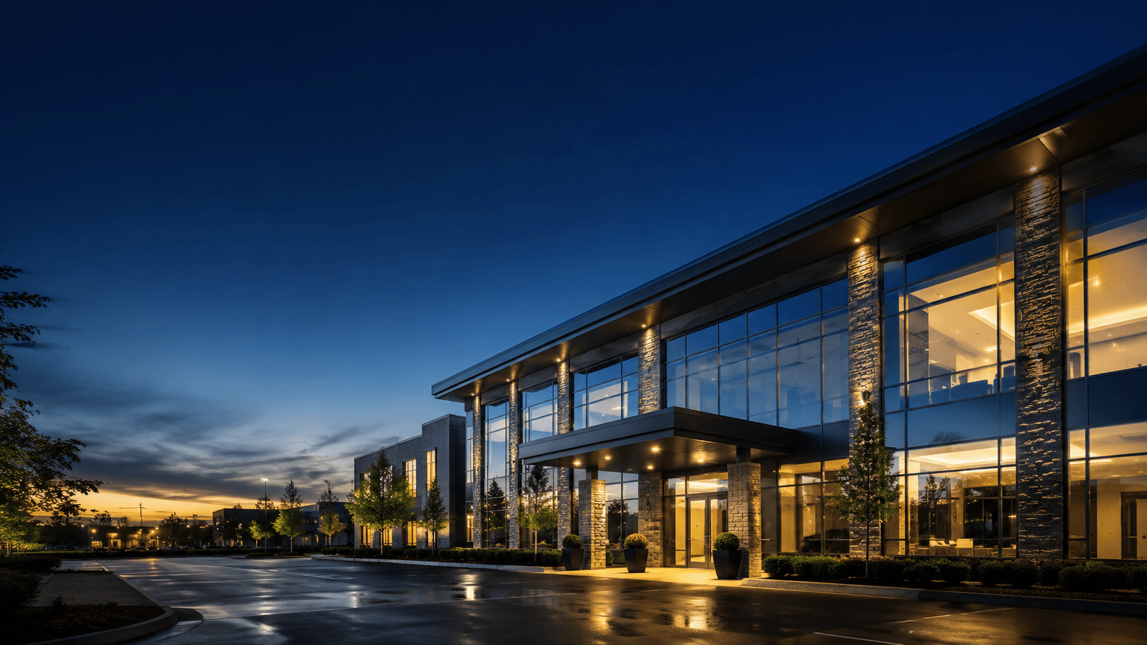 Well-maintained commercial property exterior after Minova Contracting service